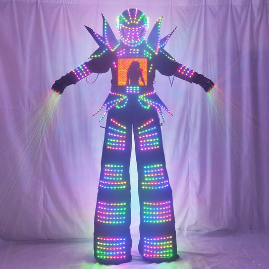 Traje de Robot LED de píxeles inteligentes a todo Color, disfraz de disfraz, ropa, disfraz de andador, actuación de baile en escenario, chaqueta luminosa con luces LED