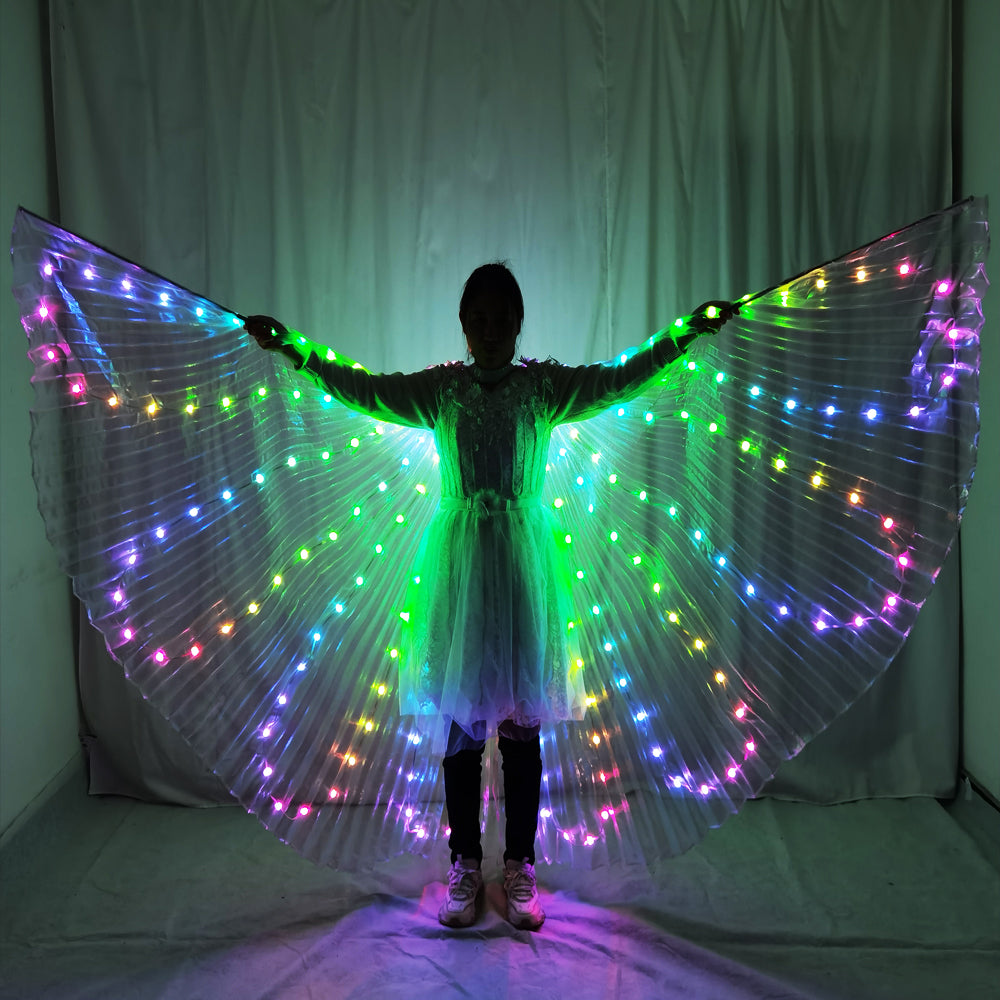 Colorful LED Belly Dance Wings – Popular Glowing Dance Prop with Control Stick - Temlaser.net