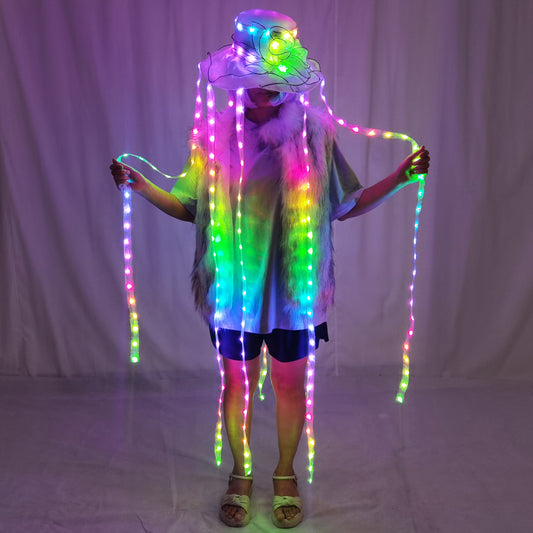 LED Jellyfish Hat Full Color Luminous Headwear Glowing Party Props - Temlaser.net