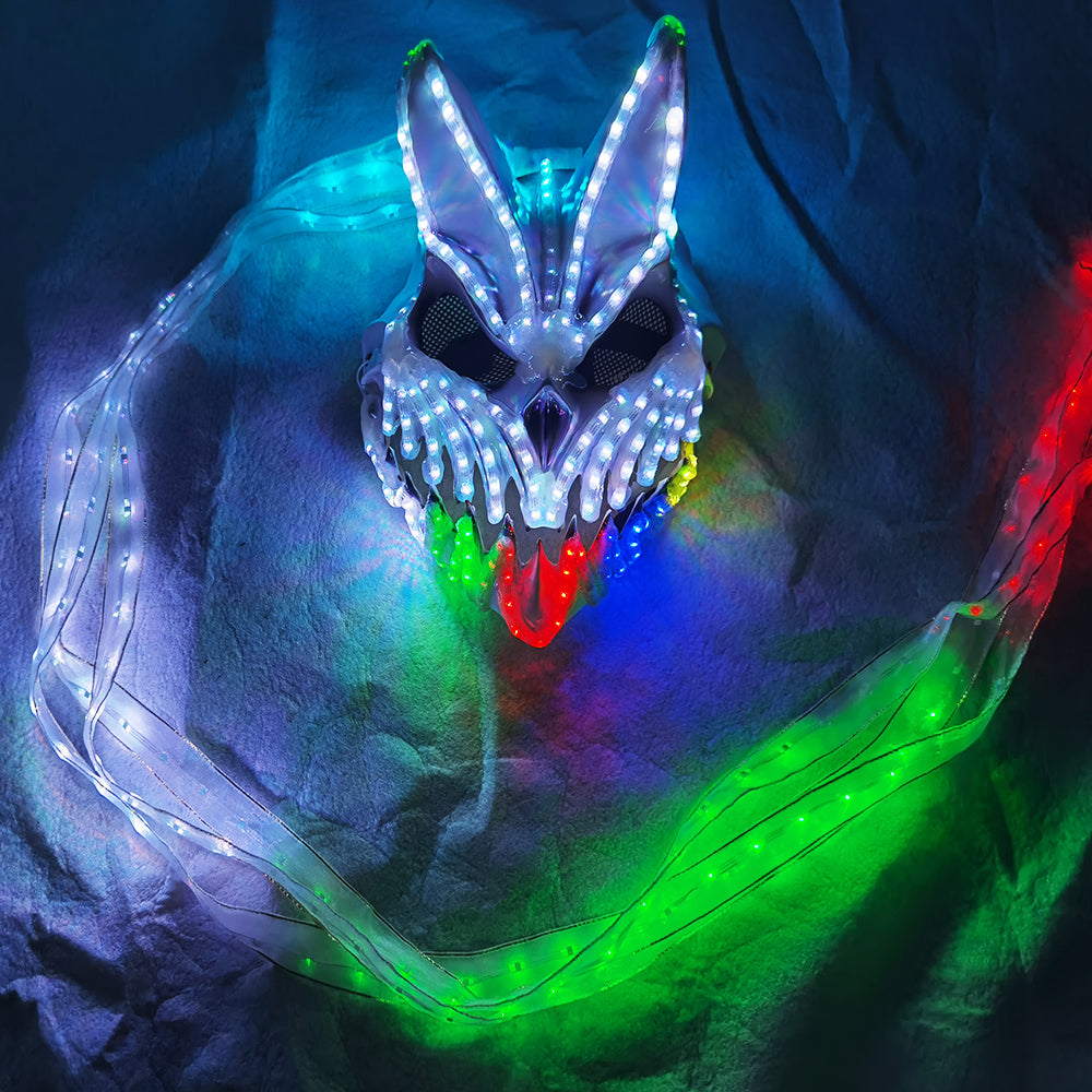 LED Rabbit Bear Mask with Remote Color Change Halloween Horror Bunny Mask - Temlaser.net