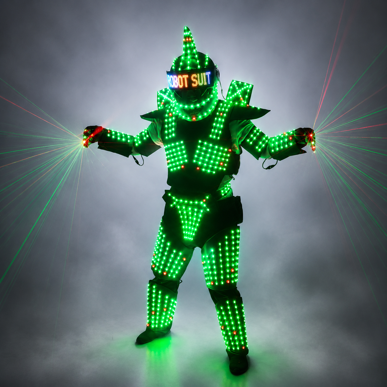 Full Color LED Robot Suit Stage Dance Costume Tron RGB Lighted Luminous Outfit Team Wears Cosplay Dress Vest Disco