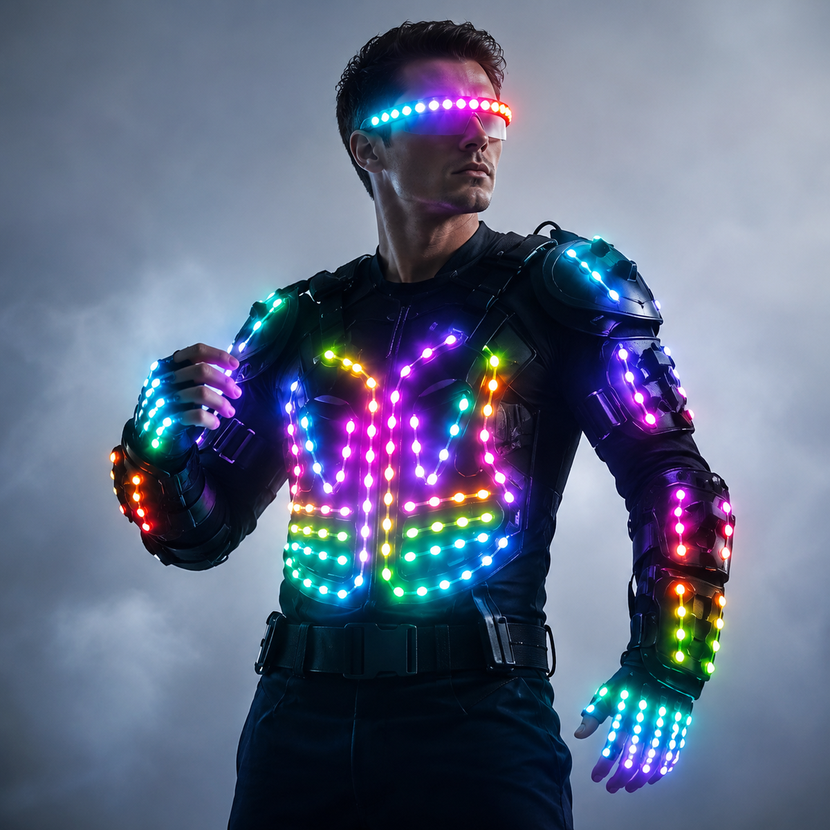 Pleine Couleur LED Lumineux Armure Légère Veste Lumineux Costumes Costume