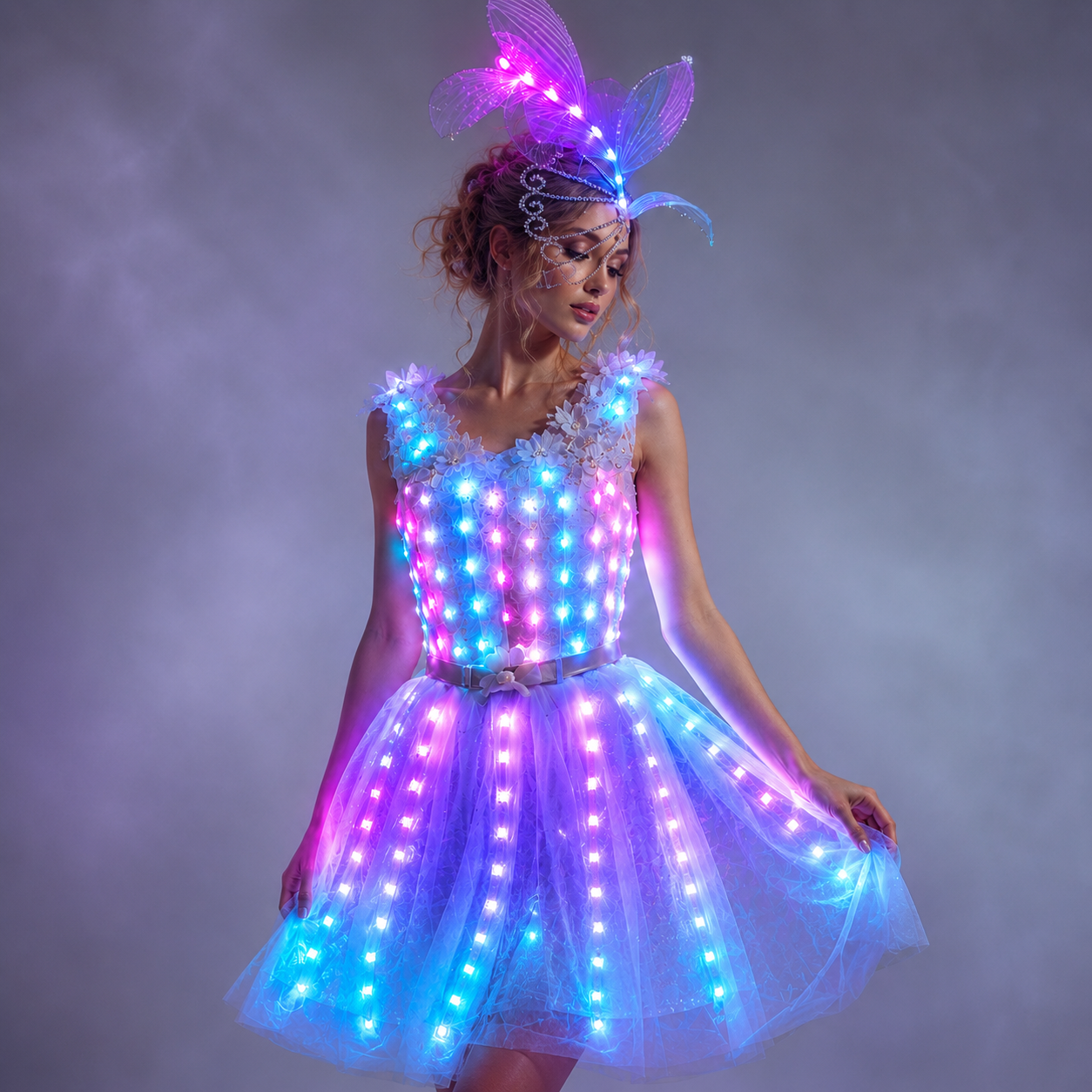 Women Luminous LED Dress - Glowing Tutu for Singer, Dance & Wedding