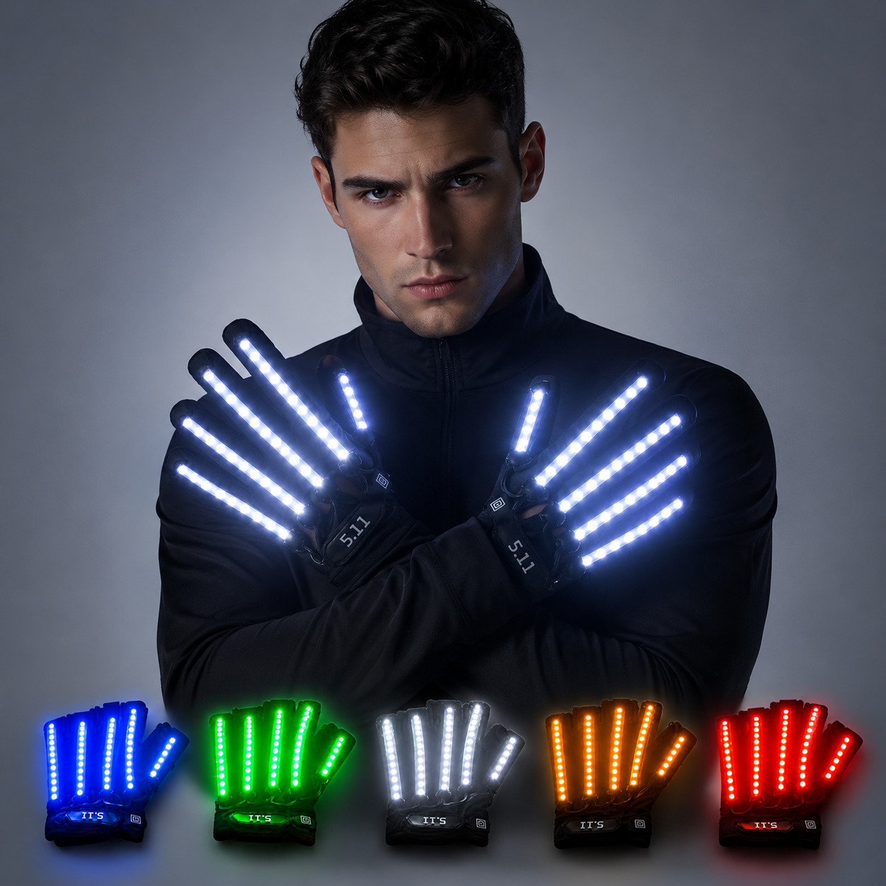 Láser de guantes CONDUCIDO muestra que etapa de la ropa apoya a bailarín del cantante del club nocturno guantes ligeros CONDUCIDOS brillantes