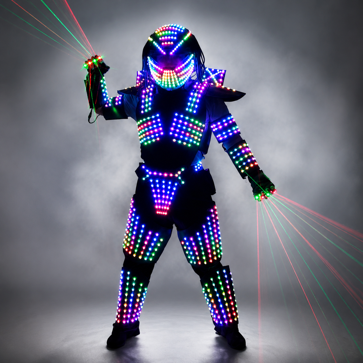 Full Color LED Iron Soldier Robot Suit | Laser Predator Cosplay Costume for Stage Dancer Nightclub Shows