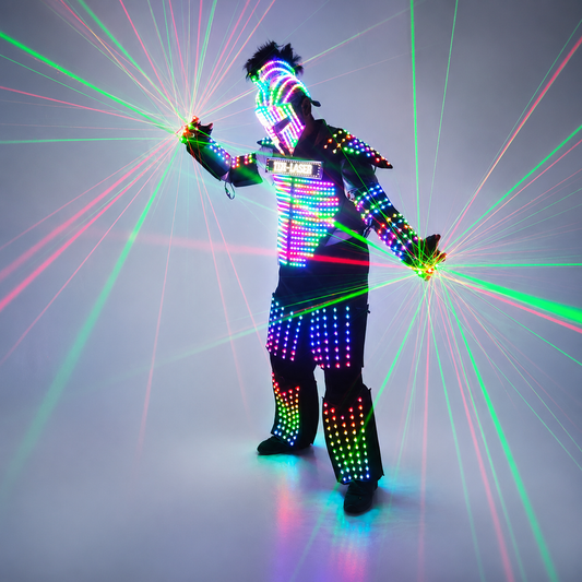 Digital LED Luminous Robot Costume Armor Light Up Jacket Glowing Costumes Suit Bar Nightclub Party Performance Costume
