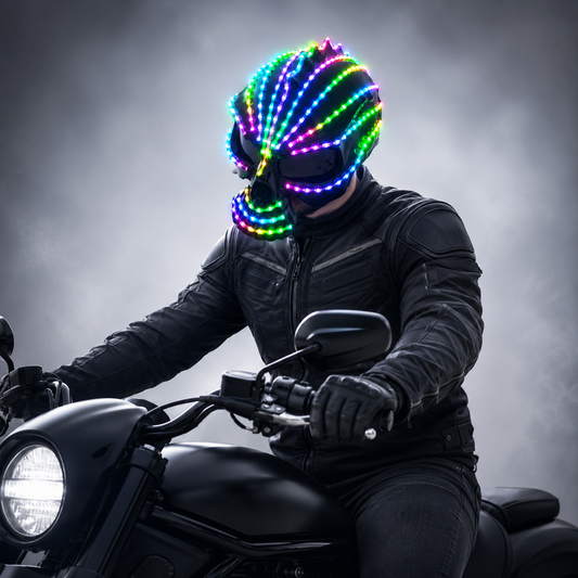 Unicorn LED Helmet Monochrome Full Color Lighting Racing Hat Mask Waterfall Effect Glowing Robot Suit Party Dress Accessories