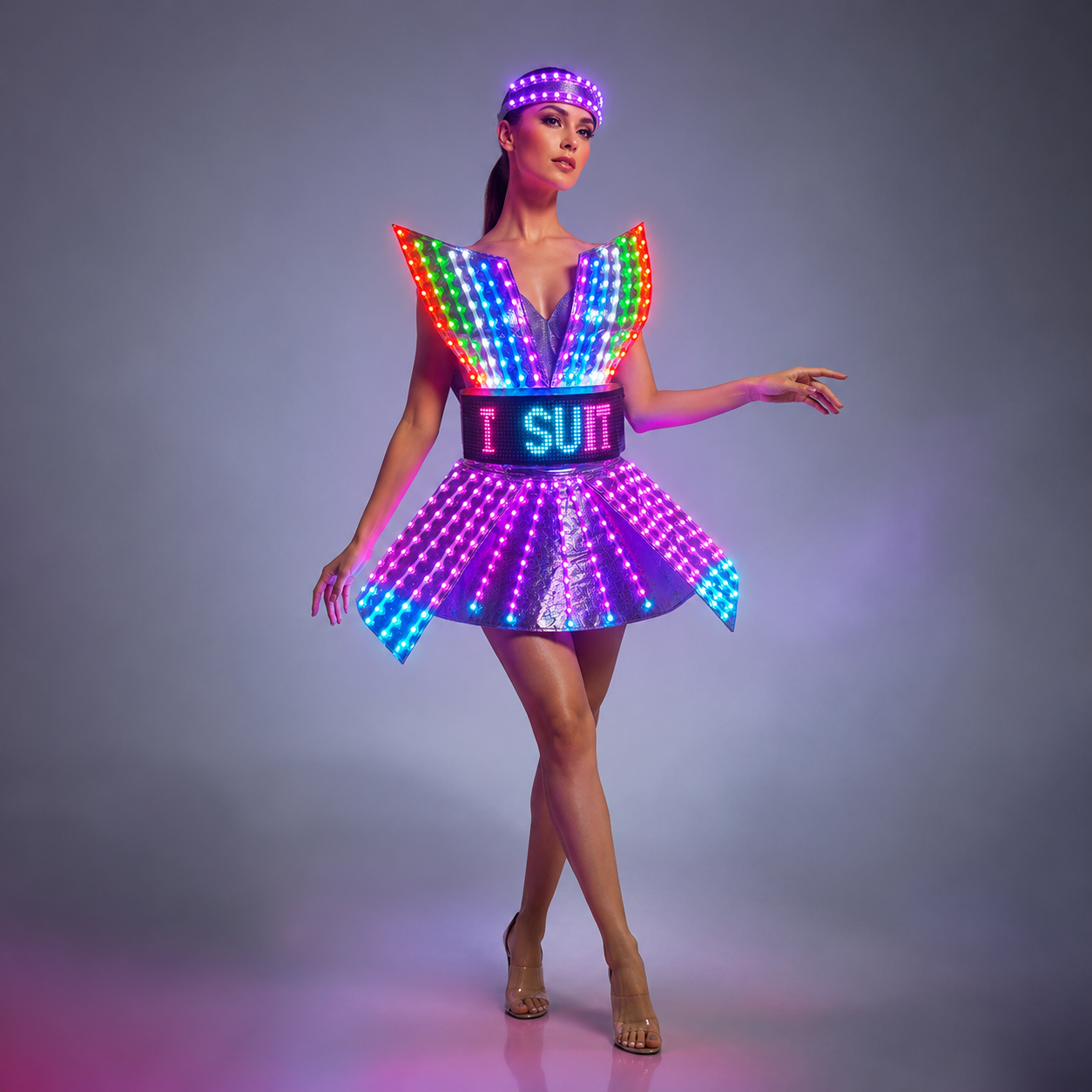 Shiny Laser Mirror Nightclub Dress LED Glow Bar Dj Gogo Dancer Singer Stage Costume Women Evening Birthday Outfit