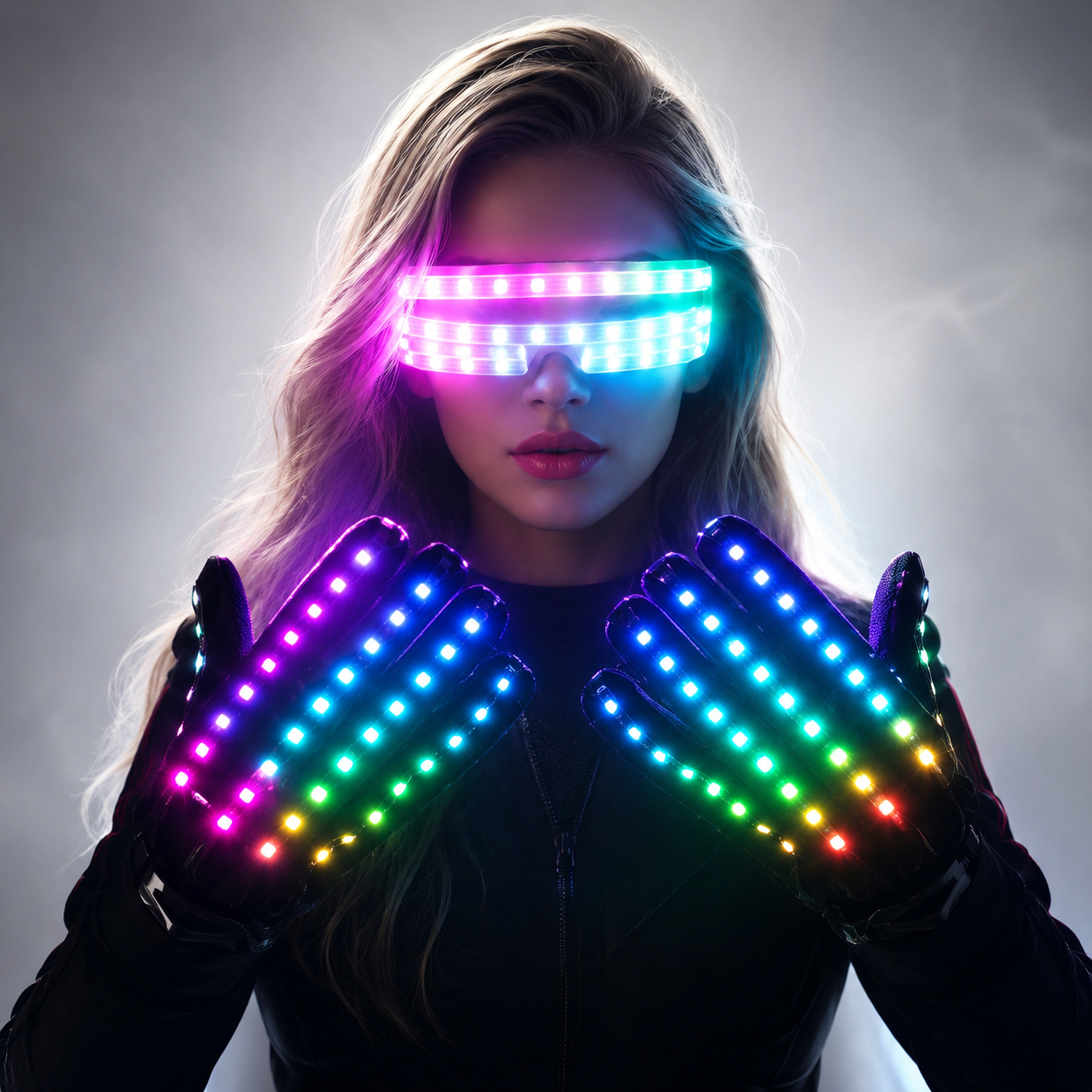 Guantes intermitentes que brillan en modo 360, luz LED Rave, iluminación para los dedos, manopla, suministros para fiestas, guantes brillantes, gafas, decoración de fiesta