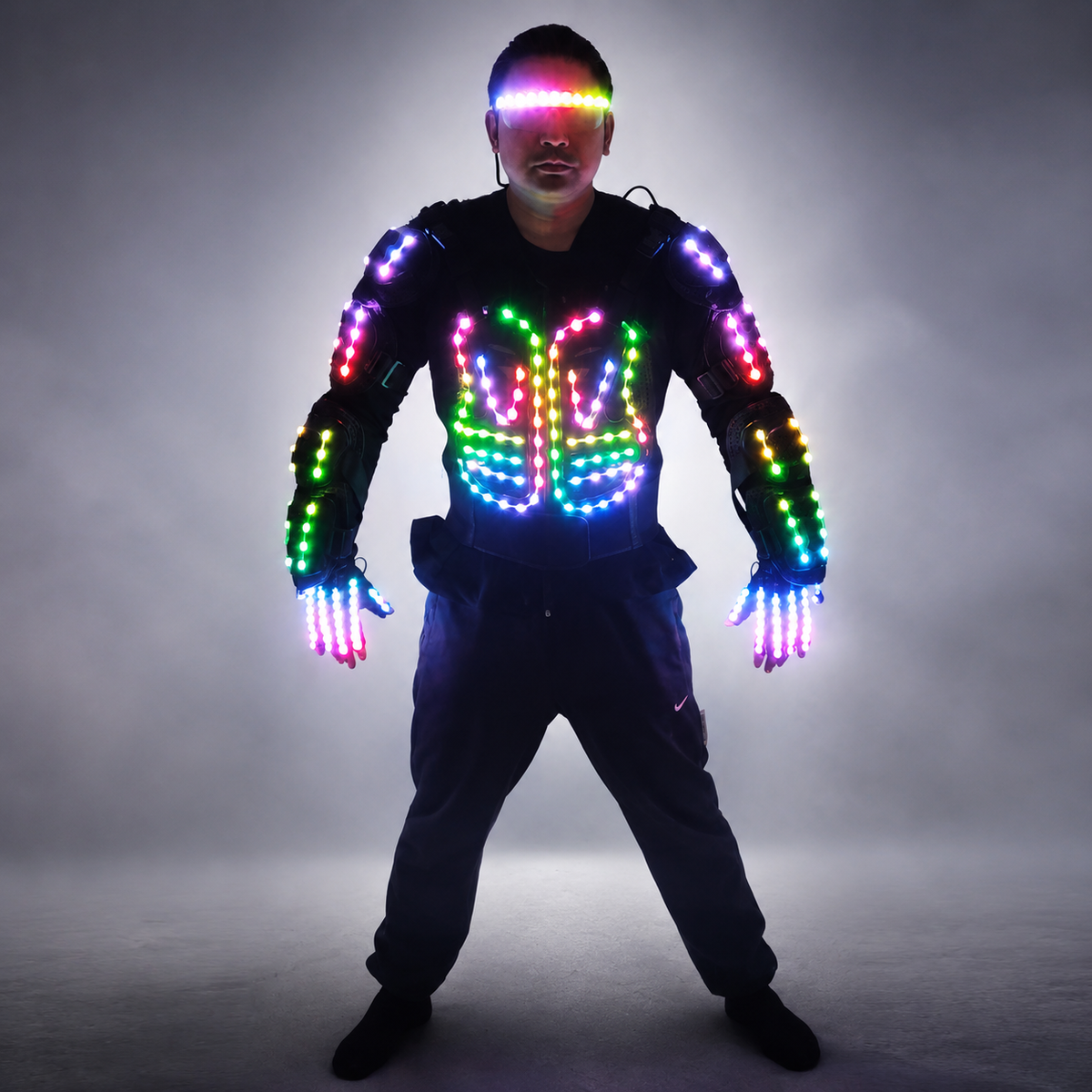 Pleine Couleur LED Lumineux Armure Légère Veste Lumineux Costumes Costume