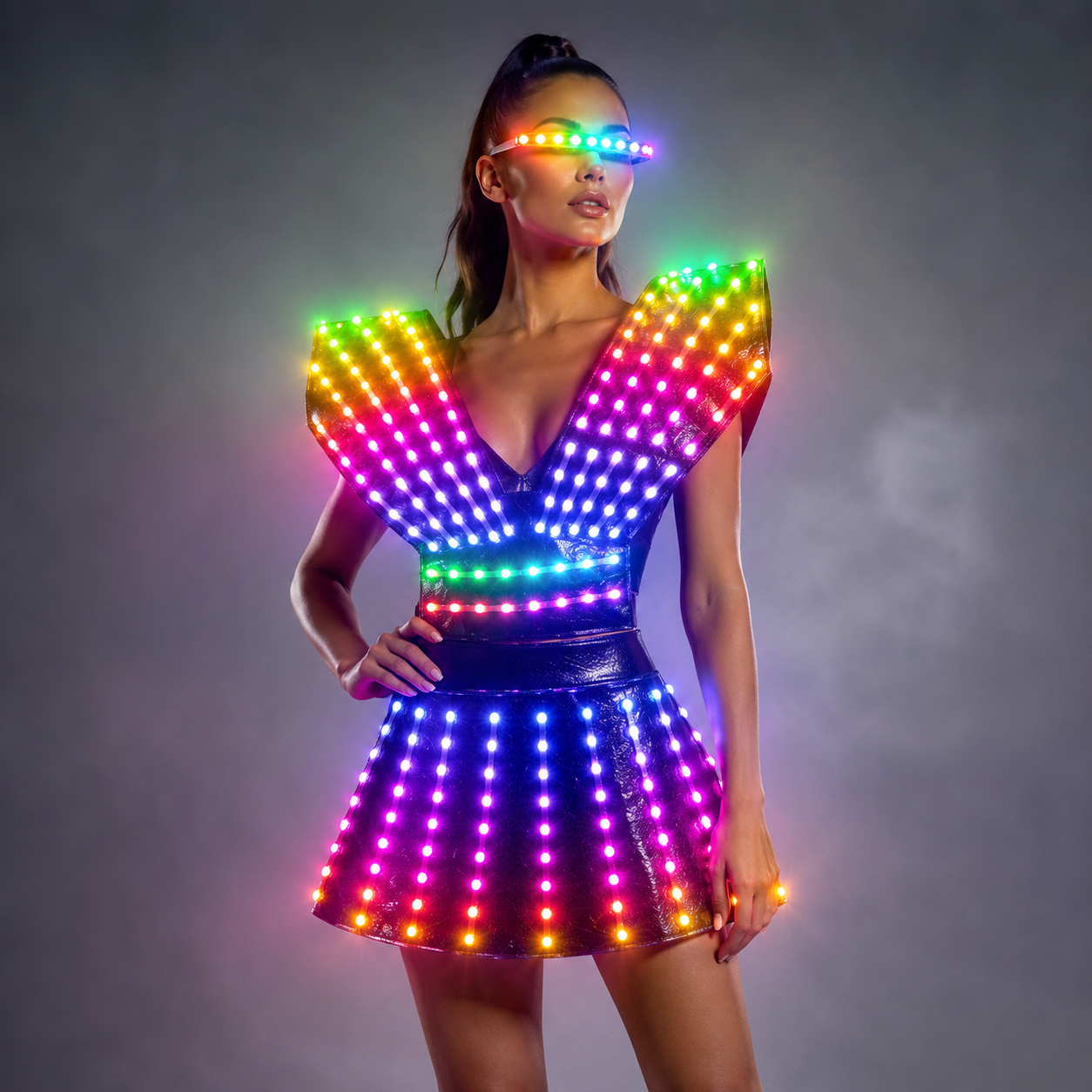 Women LED Dance Dress - Colorful Light Up Costume for Performance & Celebration