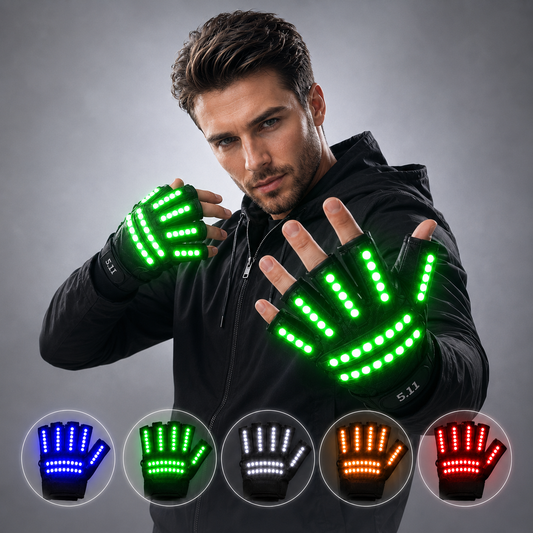 LED Glow Gloves Rave Light Flashing Finger Lighting Glow Mittens Magic Black Luminous Gloves Party Supplies Halloween