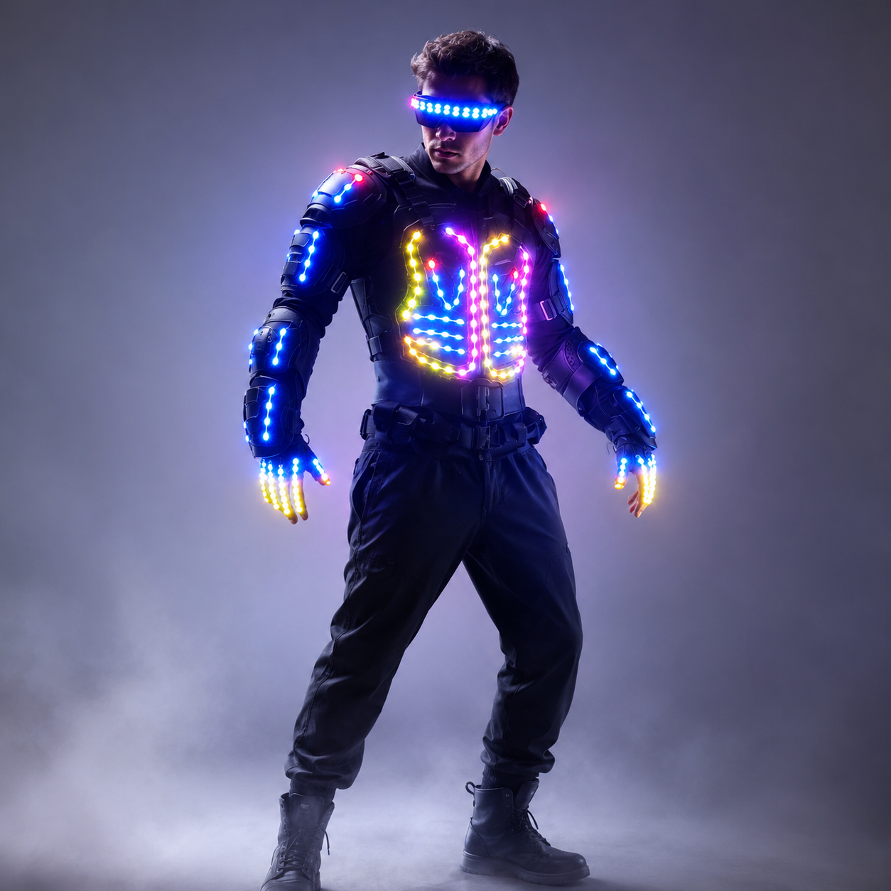 Pleine Couleur LED Lumineux Armure Légère Veste Lumineux Costumes Costume