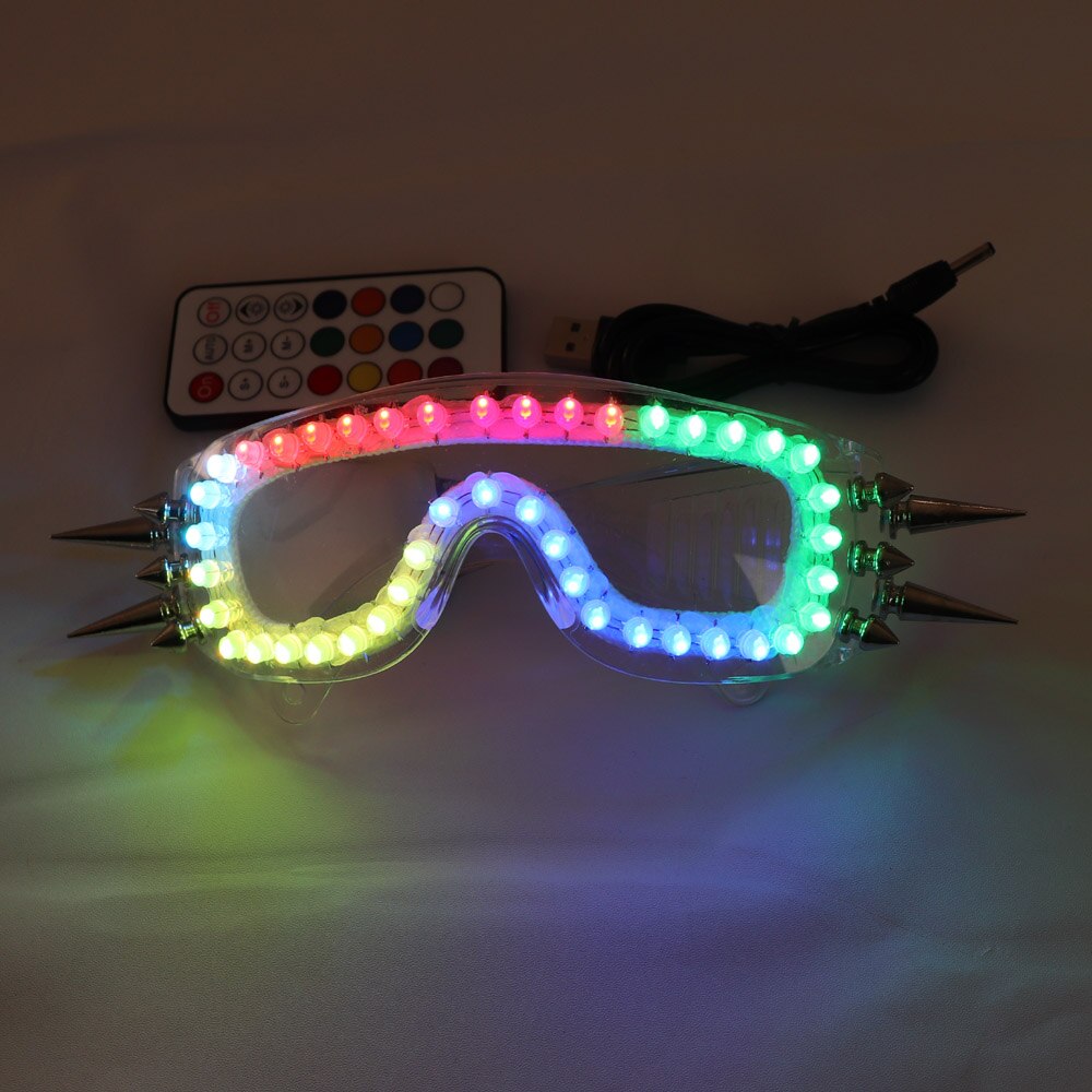 Full Color Led Luminous Glasses 7 Colors Flashing Halloween Party Mask Light Up Eyewear for DJ Club Stage Show