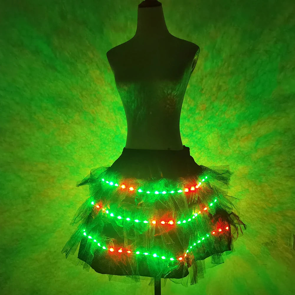 Colorful Remote Control Color Changing LED Tutu Skirt Ballet Dance Tulle Skirt Light Up Tutus Electronic Syllable Party