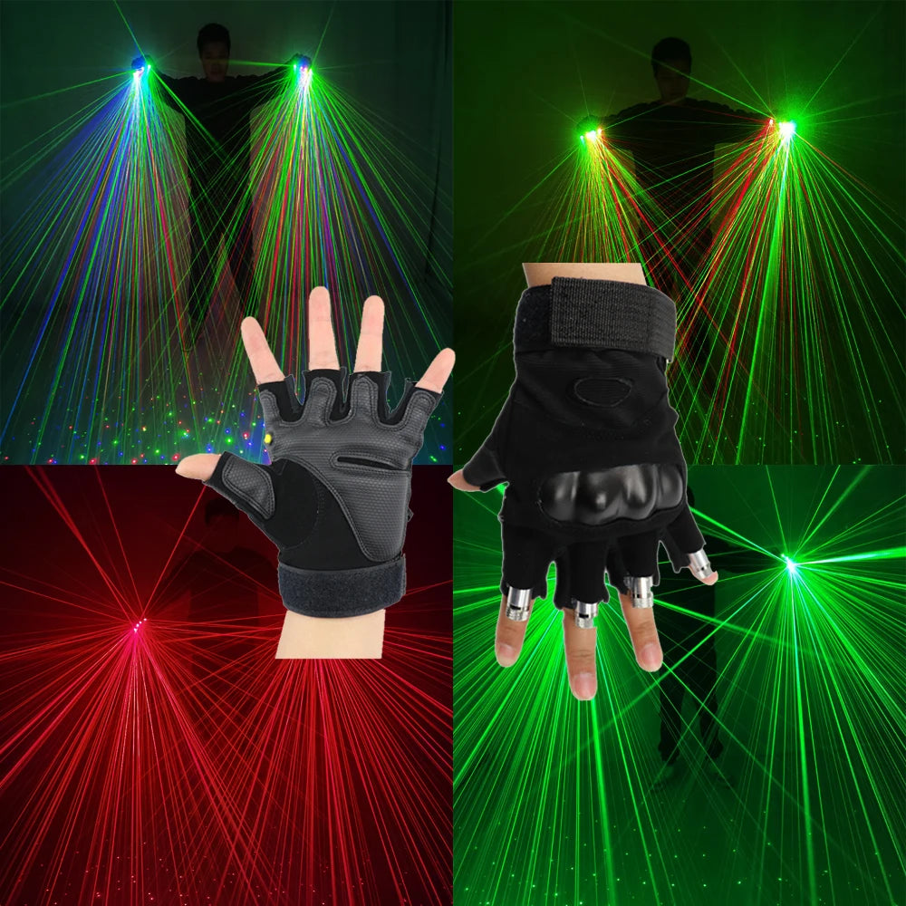 Color Red Green Blue Multi Line Laser Gloves LED Colorful Luminous Gloves for Party Stage Performance Clothing