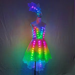 Laden Sie das Bild in den Galerie-Viewer.Full color LED lighting Tutu Skirt Sexy Micro Mini Skirts Night Club Lace Gown Trailing Skirt Court Dance Cosplay Ballet Costume
