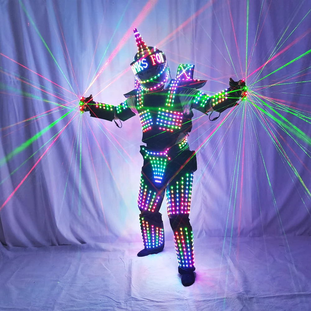 Full Color LED Robot Suit Stage Dance Costume Tron RGB Lighted Luminous Outfit Team Wears Cosplay Dress Vest Disco