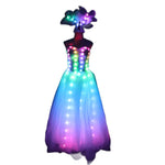 تحميل الصورة في عارض المعرض ،Full Color Pixel LED Skirt Dreamy luminous Wedding Dress Wings Bodysuit Women Singer Stage Costume Party Show Dancer Performance
