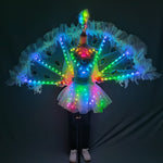 تحميل الصورة في عارض المعرض ،Full Color LED Peacock Wings Nightclub Catwalk Model Dance Party Stage Performance Wear Dress Women Girl Ballet Skirt

