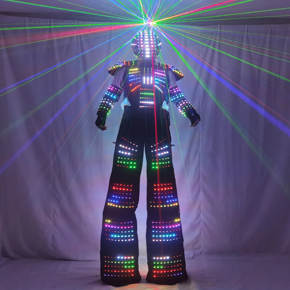 Full Color Pixel LED Robot Costume David Guetta LED Robot Suit Laser ...