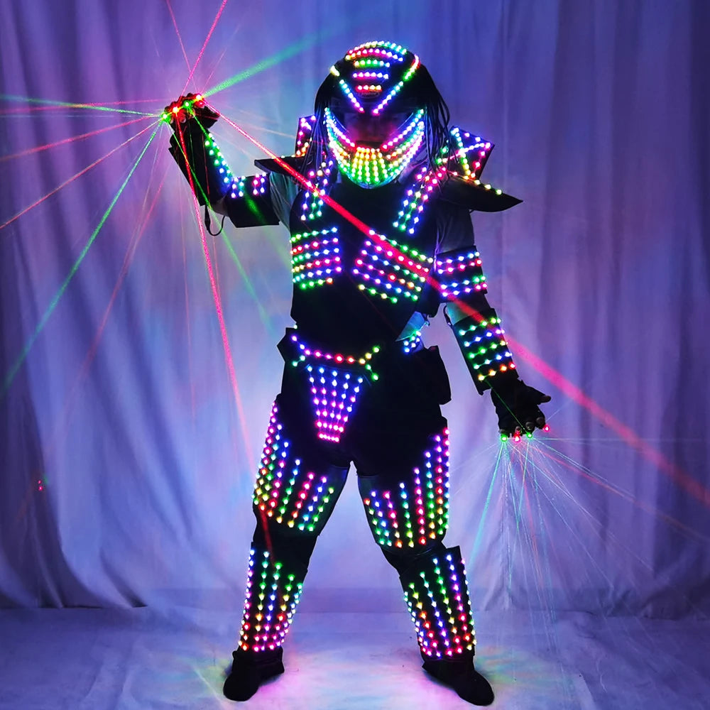 Full Color LED Iron Soldier Robot Suit | Laser Predator Cosplay Costume for Stage Dancer Nightclub Shows