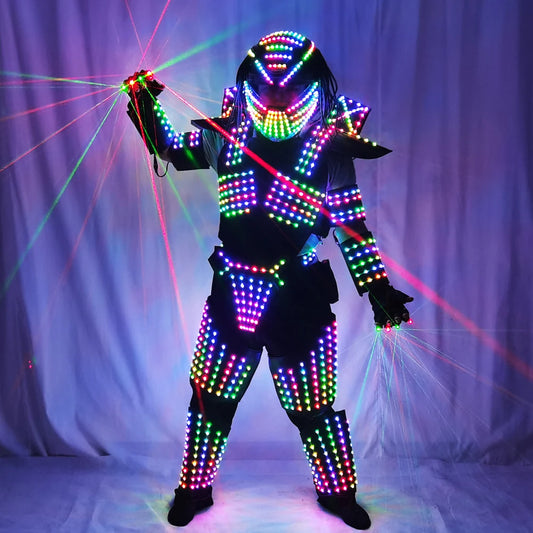 Full Color LED Iron Soldier Robot Suit | Laser Predator Cosplay Costume for Stage Dancer Nightclub Shows