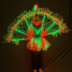 Laden Sie das Bild in den Galerie-Viewer.Full Color LED Peacock Wings Nightclub Catwalk Model Dance Party Stage Performance Wear Dress Women Girl Ballet Skirt
