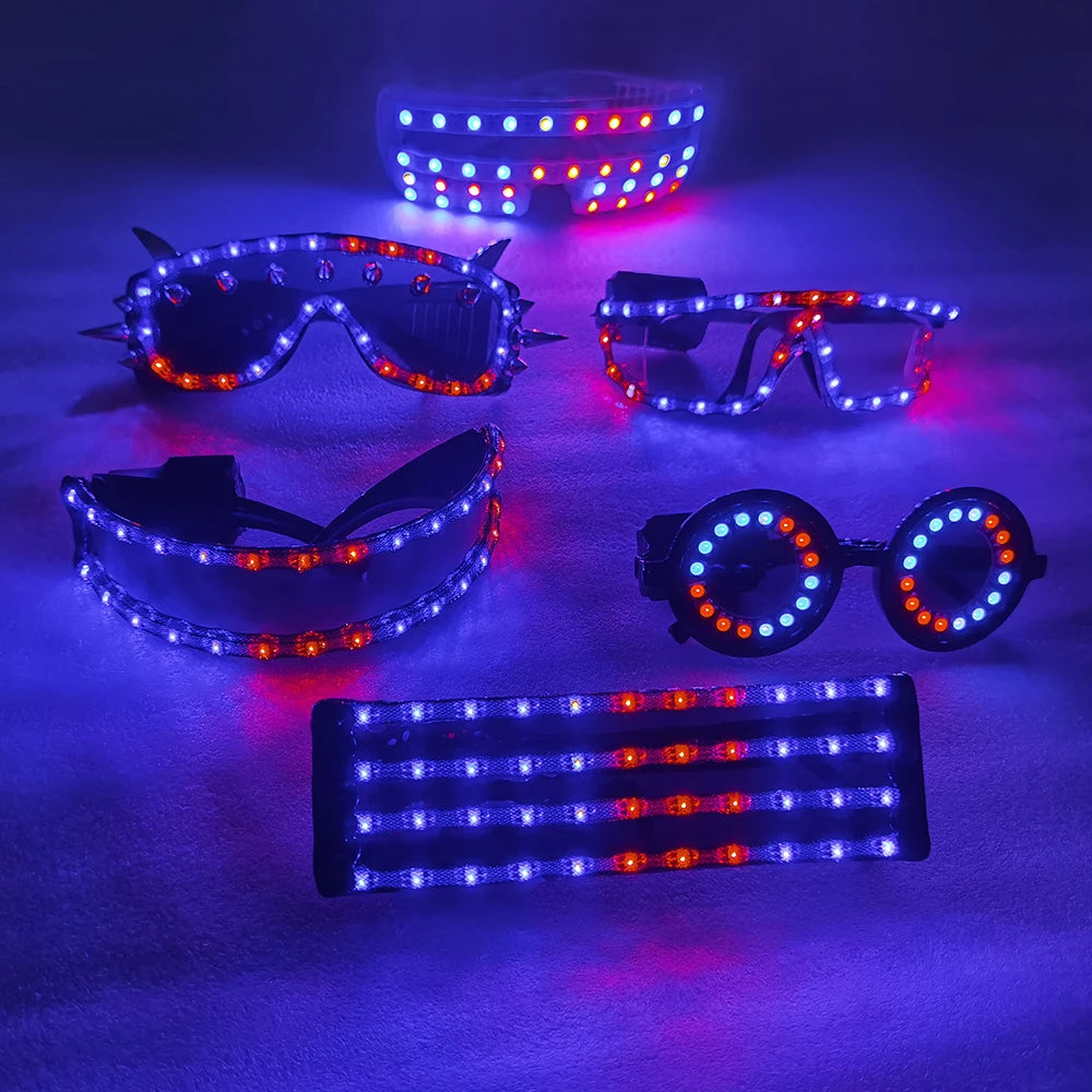 Red Led Goggles Pixel Smart LED Goggles Laser Glasses with Pads Intense Multi-colored ...