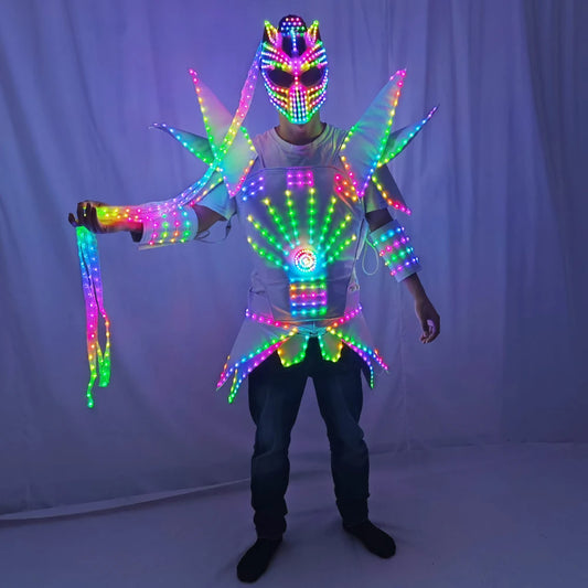 Woman Led Costume Ladies Light Up Dance Dress Female Jacket Christmas Performance Party Nightclub Entertainment