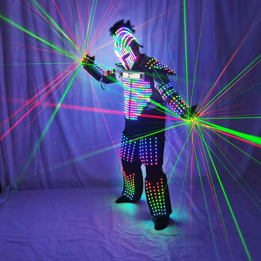 Digital LED Luminous Robot Costume Armor Light Up Jacket Glowing Costumes Suit Bar Nightclub Party Performance Costume