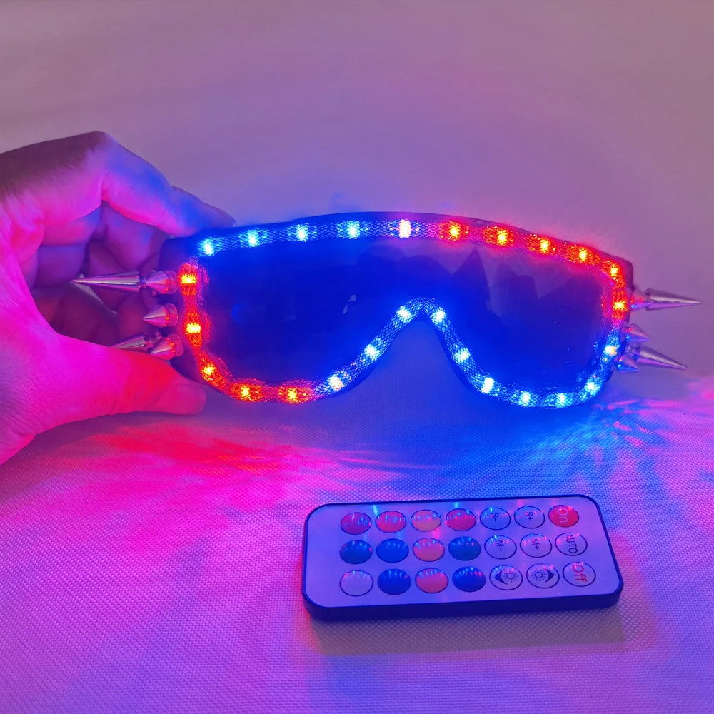 LED Glasses Rivet Punk Glasses for LED Growing Light Performance Stage Costume Clothes