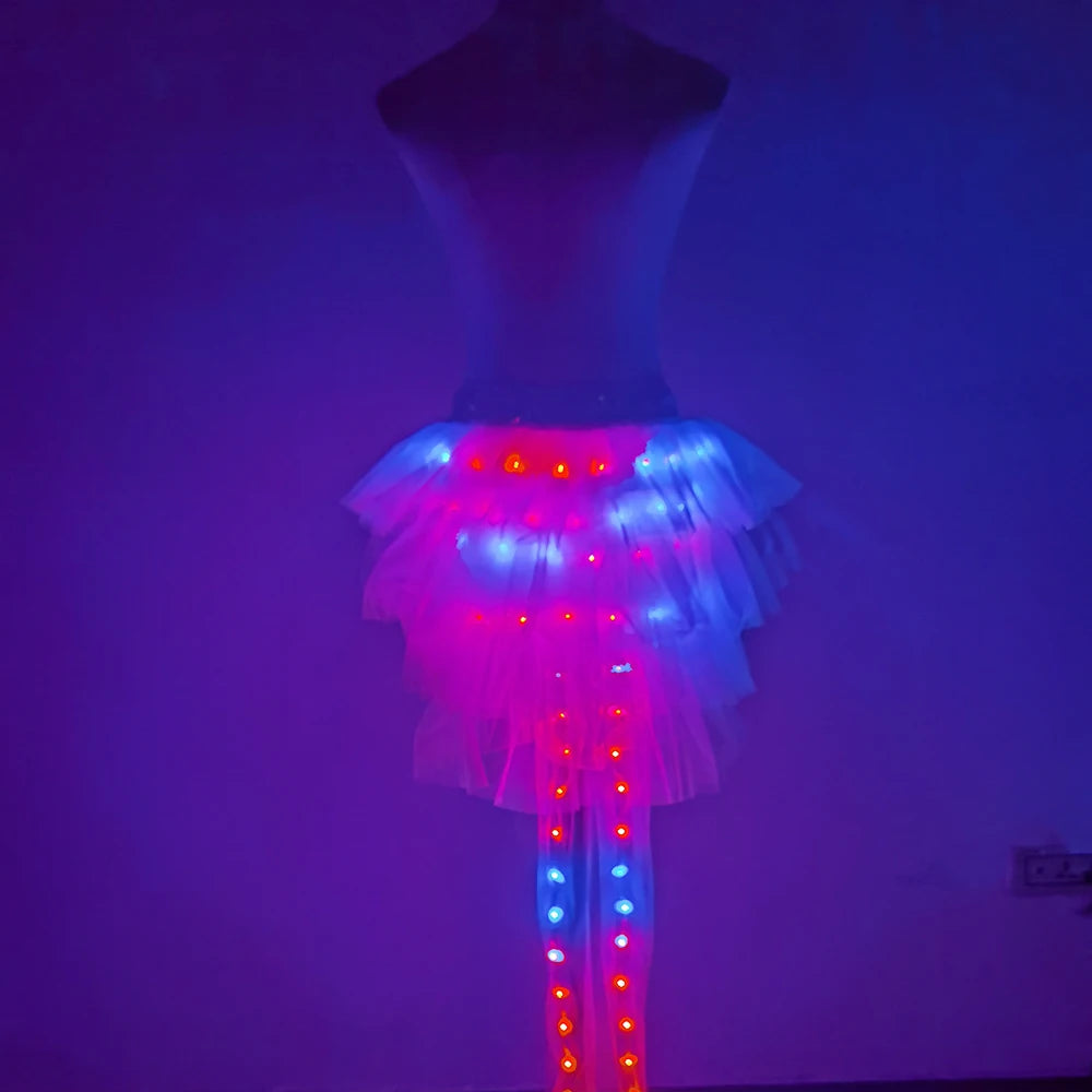 Remote Control Color Changing Trailing Sexy Short Skirt LED Luminous Tutu Skirt Nightclub Party Rave Outfit Light Up Gogo Dancer