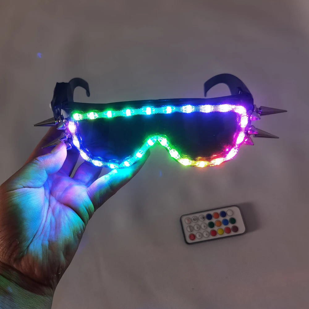 LED Glasses Rivet Punk Glasses for LED Growing Light Performance Stage Costume Clothes