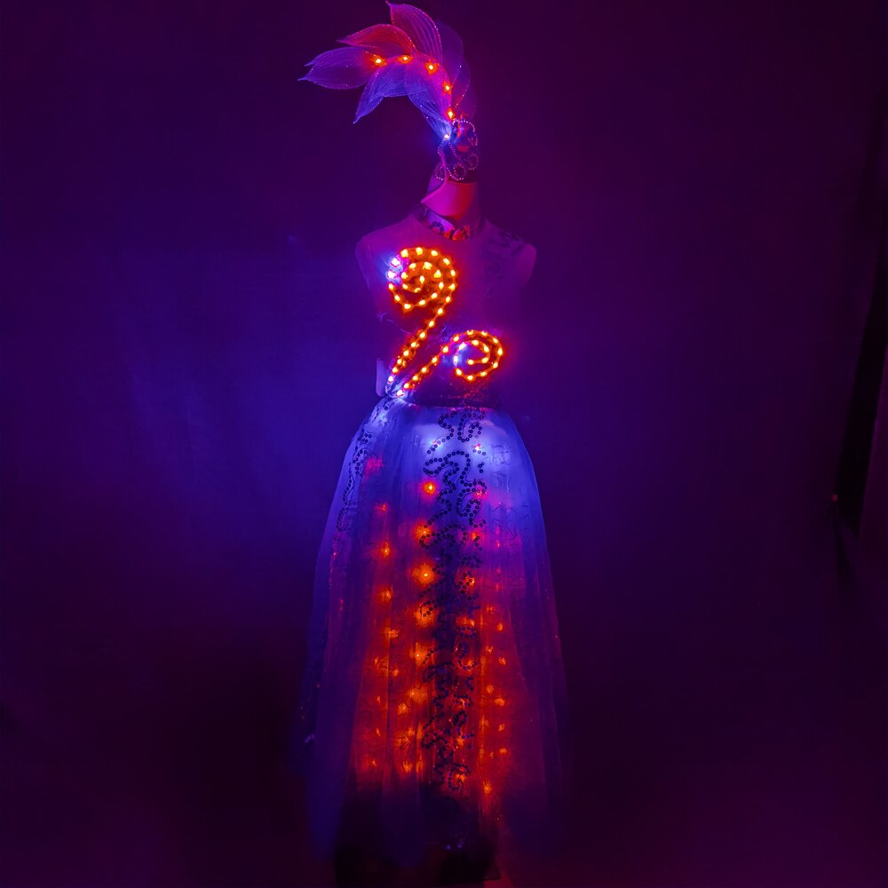 Oriental Dance LED Costume Carnival In Group Sexy Opening Dance Luminous Dress Carnival Stage Wear Holiday Performance Suit