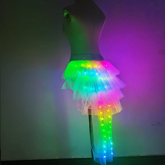 Remote Control Color Changing Trailing Sexy Short Skirt LED Luminous Tutu Skirt Nightclub Party Rave Outfit Light Up Gogo Dancer