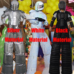 Charger l&#39;image dans la galerie, LED Robot Costume Clothes Laser Shoulder Vest White Silver Leather Stilt Walking Luminous Suit Jacket Laser Glove Helmet
