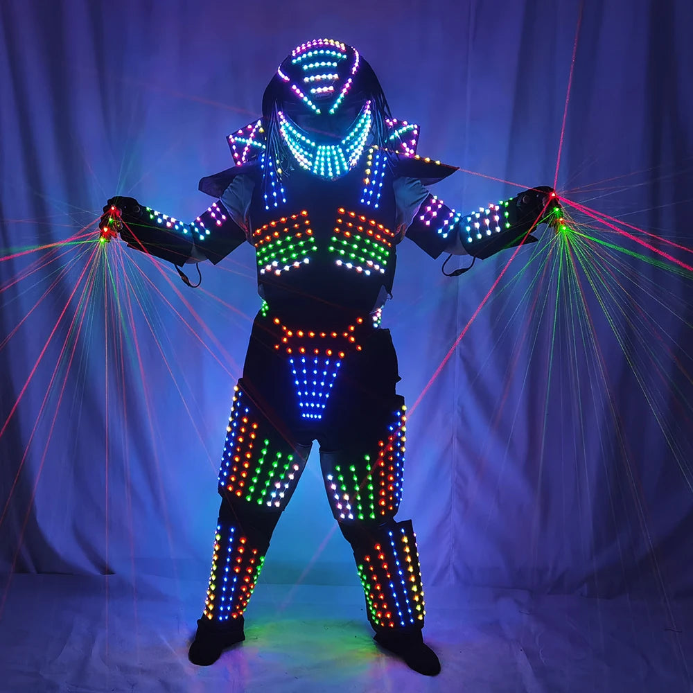 Full Color LED Iron Soldier Robot Suit | Laser Predator Cosplay Costume for Stage Dancer Nightclub Shows