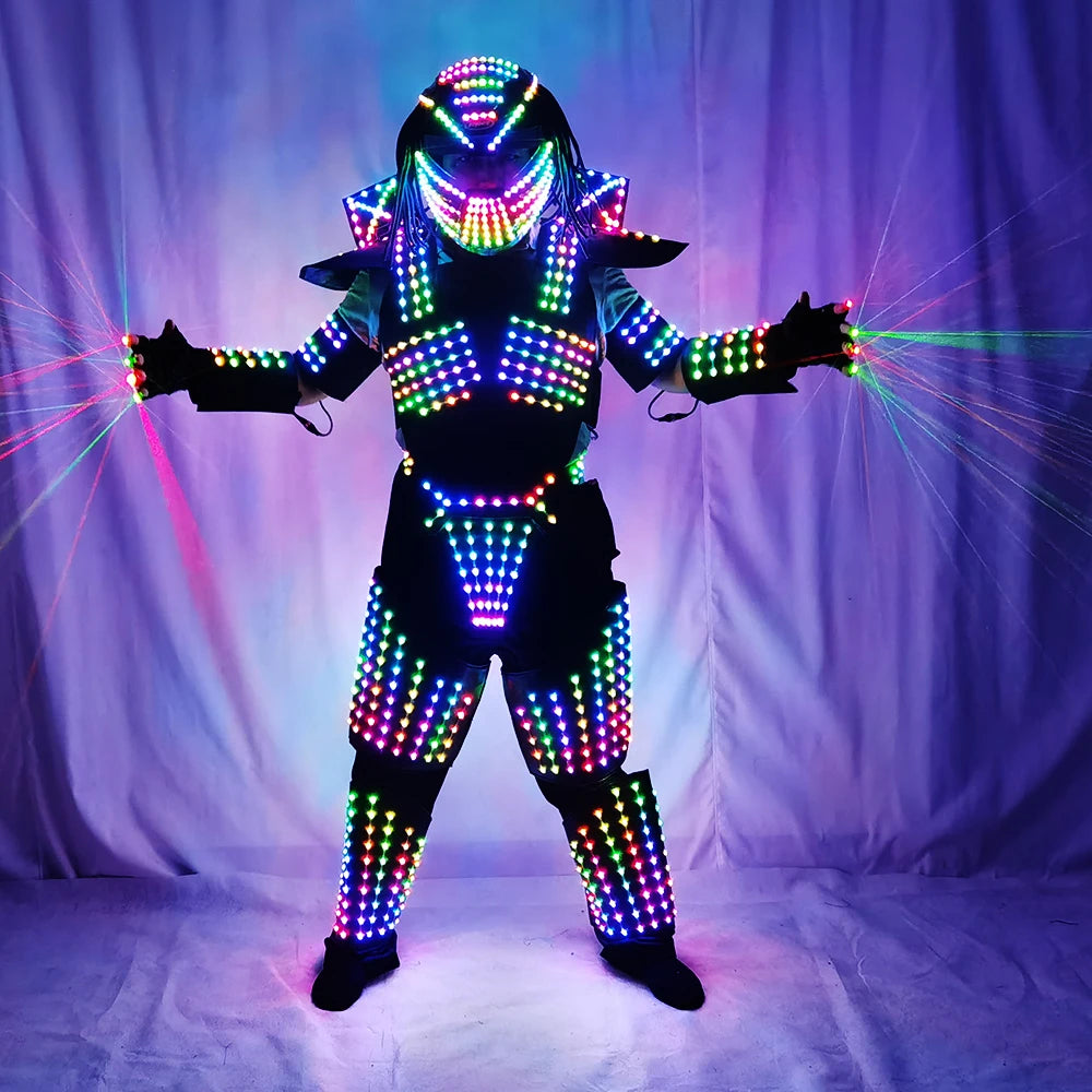 Full Color LED Iron Soldier Robot Suit | Laser Predator Cosplay Costume for Stage Dancer Nightclub Shows