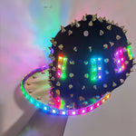 Carica l&#39;immagine nel visualizzatore di Gallery, Woman Men LED Light Up Flashing Sequin Jazz Hat Cap Bow Tie Glow Rave Party Wedding Concert Bar Parade Adult Dance Show Wear
