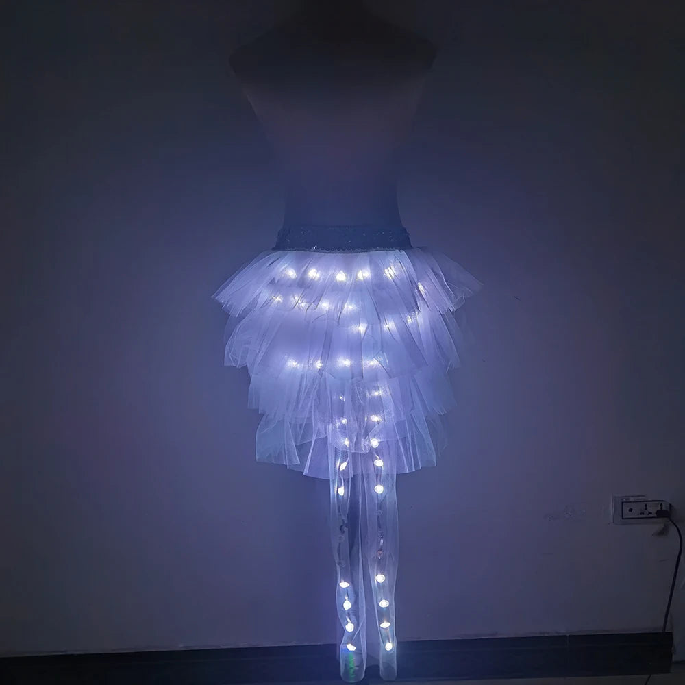 Remote Control Color Changing Trailing Sexy Short Skirt LED Luminous Tutu Skirt Nightclub Party Rave Outfit Light Up Gogo Dancer