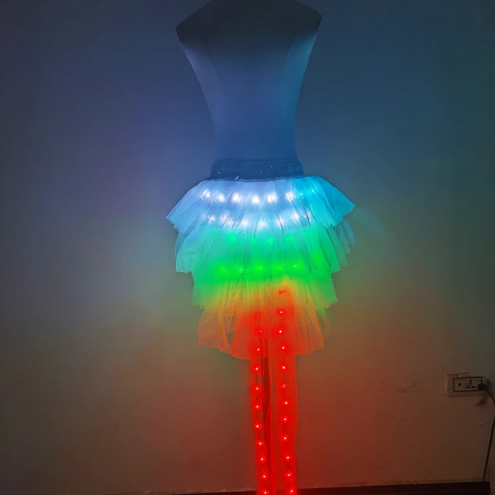 Remote Control Color Changing Trailing Sexy Short Skirt LED Luminous Tutu Skirt Nightclub Party Rave Outfit Light Up Gogo Dancer