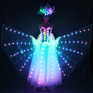LED Wedding Dress Luminous Suits Light Clothing Glowing Wedding Skirt LED Wings for Women Ballroom Dance Dress