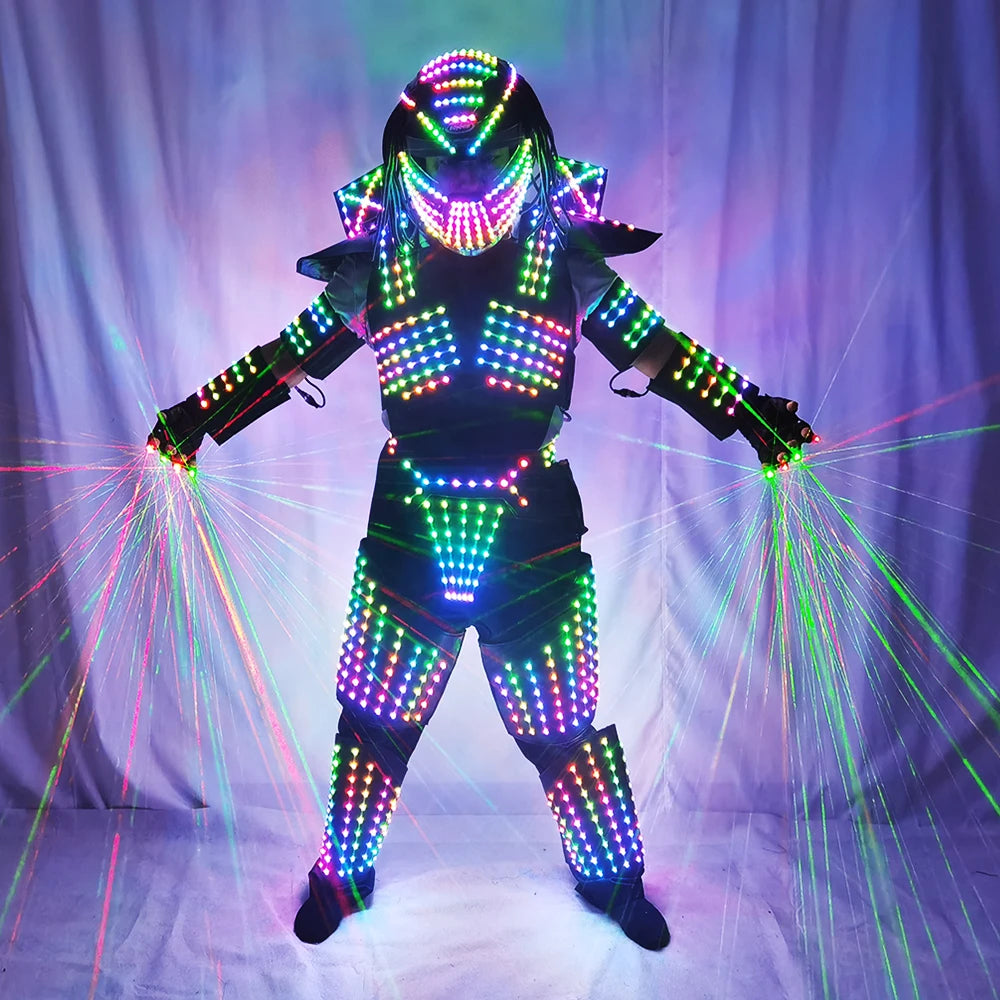 Full Color LED Iron Soldier Robot Suit | Laser Predator Cosplay Costume for Stage Dancer Nightclub Shows