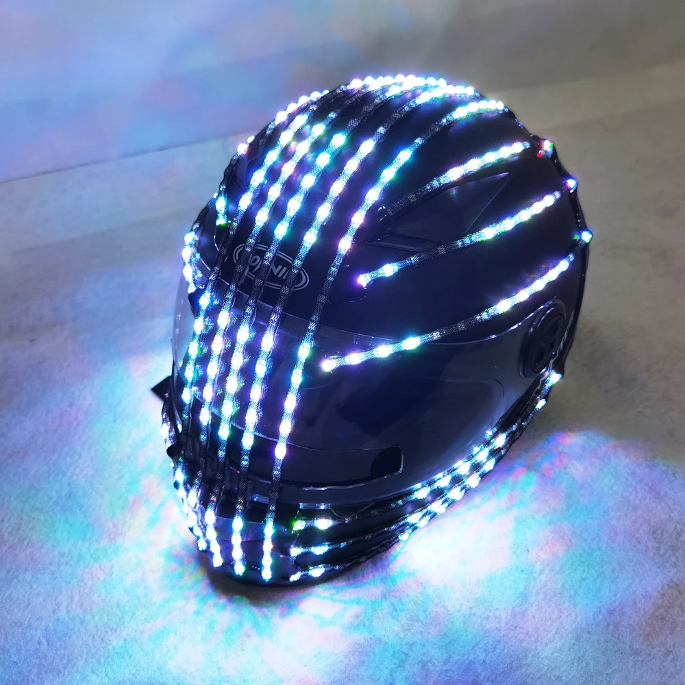 RGB Color LED Helmet Monster Luminous Hat Mask Waterfall Effect Glowin – temlaser.net