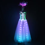 Laden Sie das Bild in den Galerie-Viewer.Full Color Pixel LED Skirt Dreamy luminous Wedding Dress Wings Bodysuit Women Singer Stage Costume Party Show Dancer Performance

