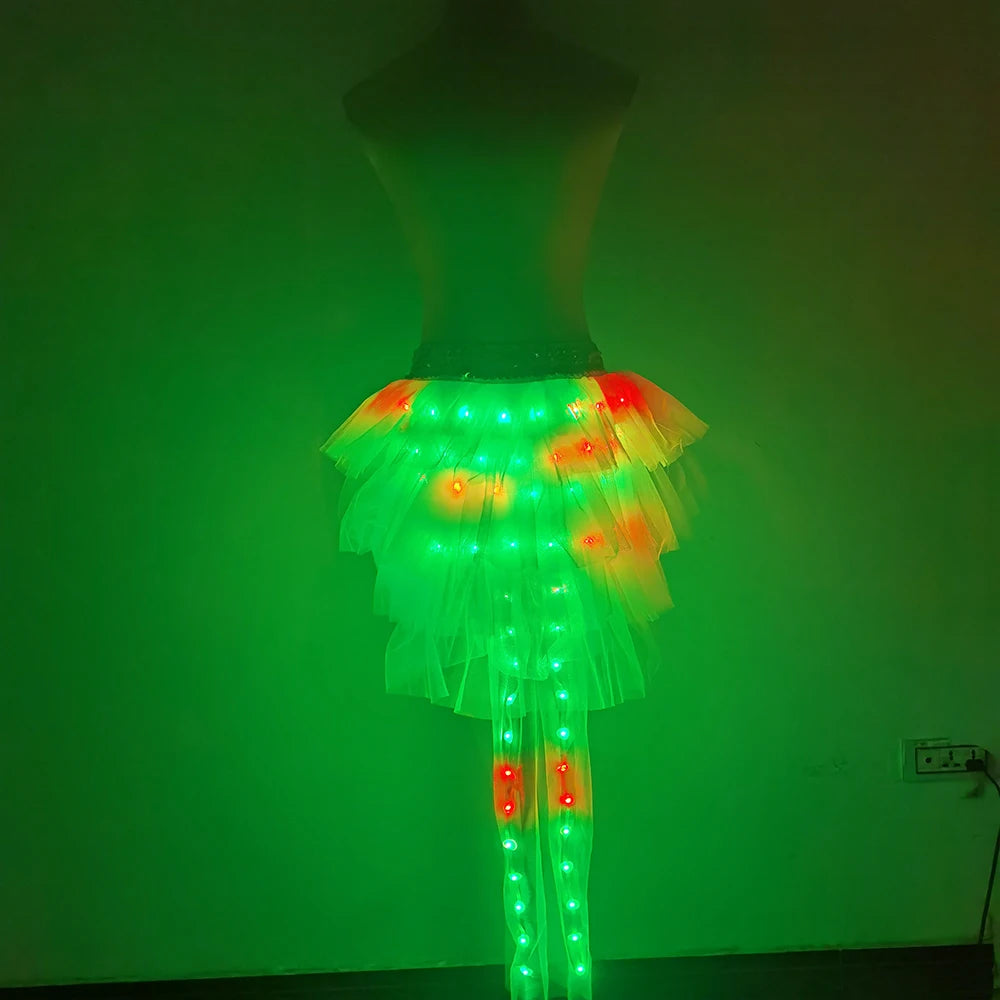Remote Control Color Changing Trailing Sexy Short Skirt LED Luminous Tutu Skirt Nightclub Party Rave Outfit Light Up Gogo Dancer