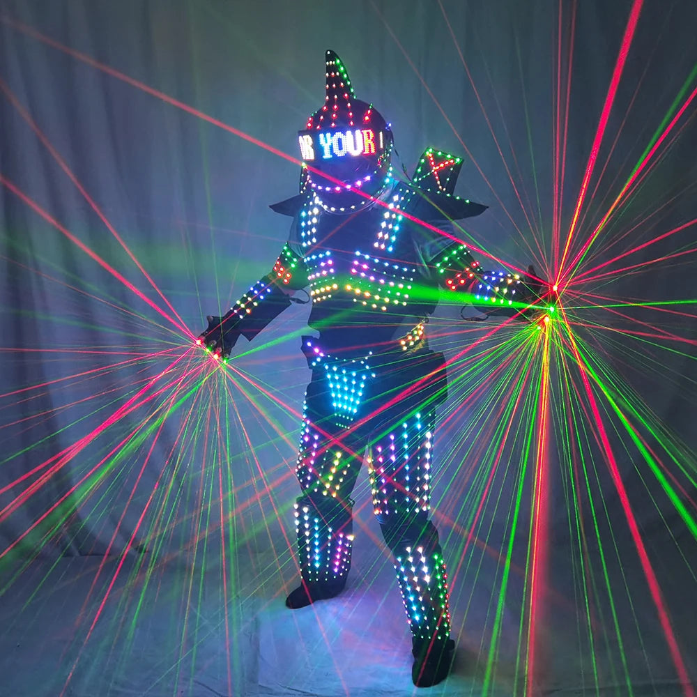 Full Color LED Robot Suit Stage Dance Costume Tron RGB Lighted Luminous Outfit Team Wears Cosplay Dress Vest Disco