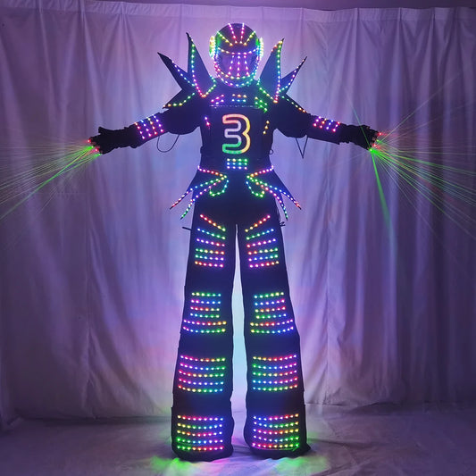 Traje de Robot LED de píxeles inteligentes a todo Color, disfraz de disfraz, ropa, disfraz de andador, actuación de baile en escenario, chaqueta luminosa con luces LED