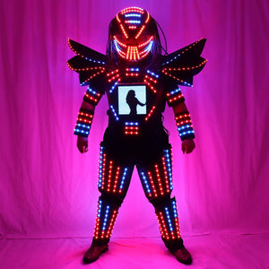 Pixels Led Robot Suit Traje De Robot  Full Color Change Stage Show Singer Party Performance Wear Helmet with Laser Gloves
